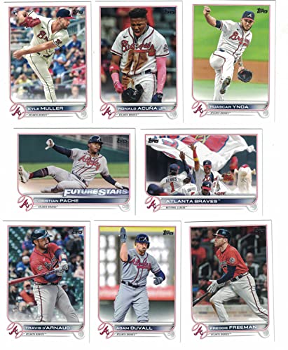 Atlanta Braves / 2022 Topps Baseball Team Set (Series 1 and 2) with (24) Cards. ***PLUS Bonus Cards of Former Braves Greats: David Justice, Andruw Jones and Tom Glavine!***