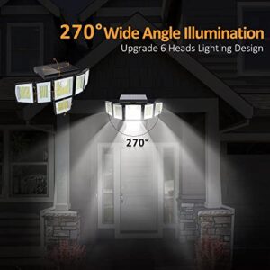 DazzLiteer Solar Lights Outdoor, 496 LEDs Motion Sensor Light, 6 Adjustable Heads 320° Wide Angle Flood Light, 3 Lighting Modes IP65 Waterproof Security Lights for Patio Perimeters, Garden (1 Pack)