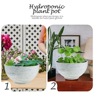 Happyyami Water Lily Water Planter Large Hydroponic Planter Garden Plant Bowl Flower Planting Container Home Garden Decoration Accessories Beige