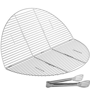 vevor fire pit grates, foldable round cooking grate, stainless steel tight grid campfire bbq grill with portable handle for outdoor picnic party & gathering, silver (36 inch-no handle)