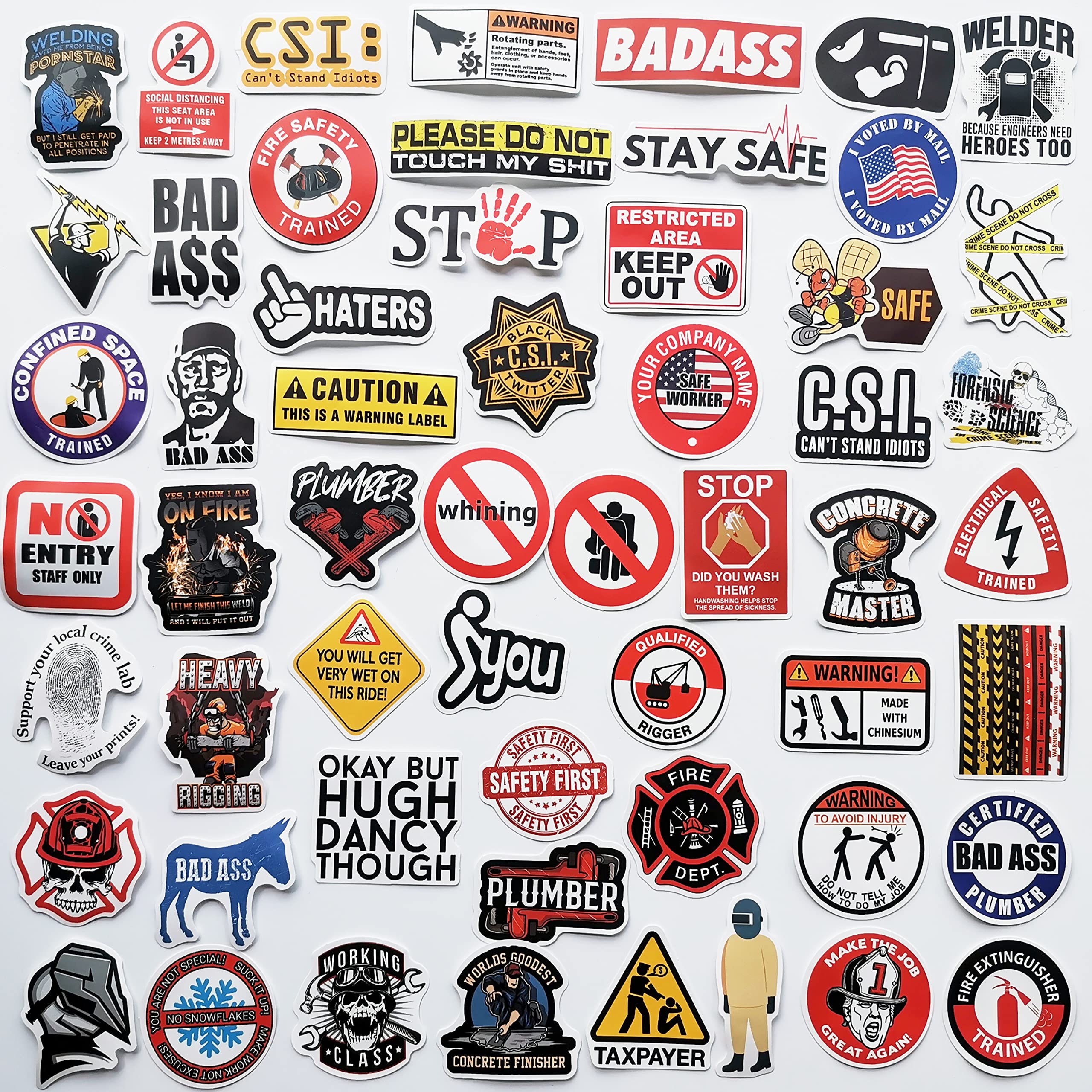 HiroKun 100Pcs Funny Hard Hat Stickers Hilarious Stickers for Construction Worker Welder Carpenter Plumber Foreman