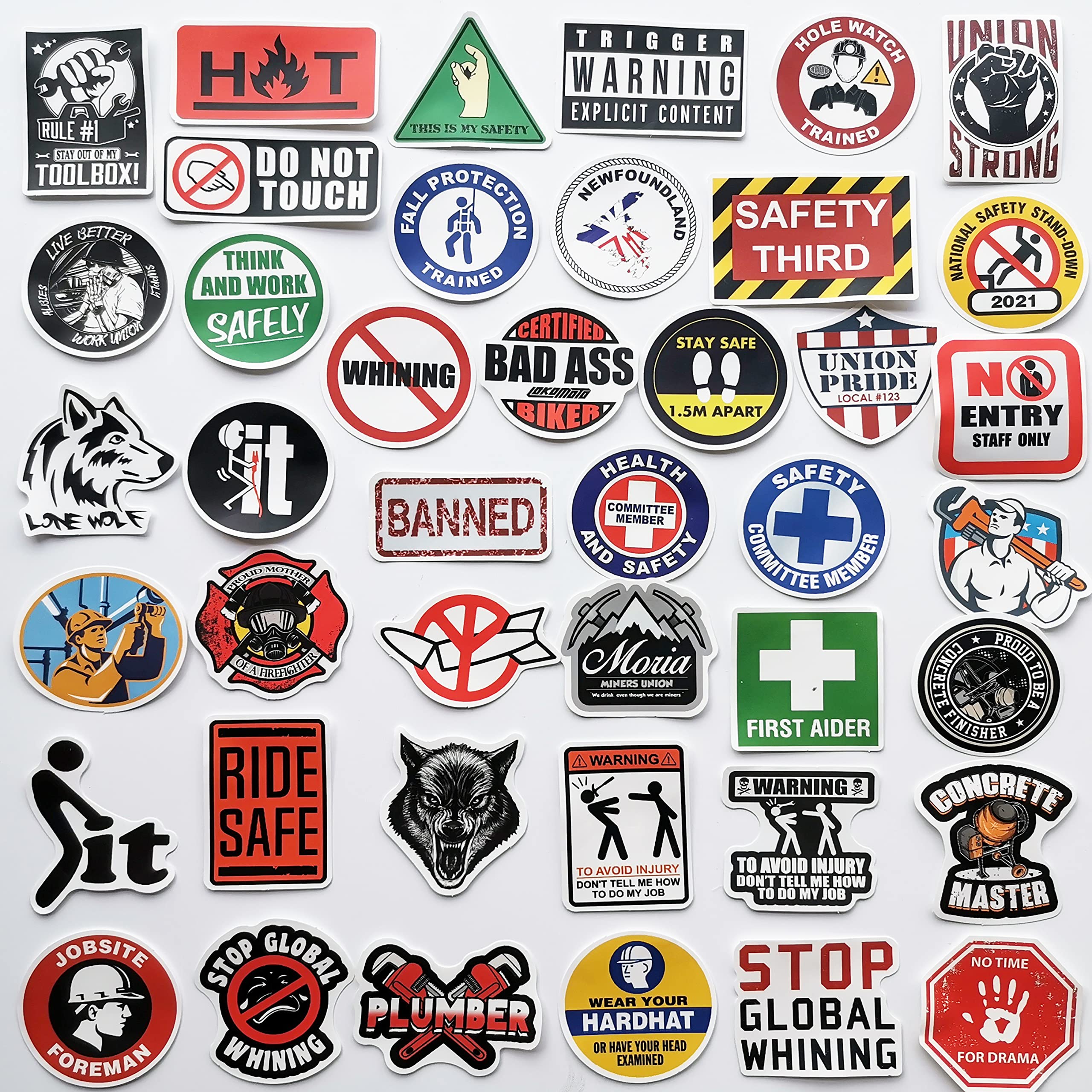 HiroKun 100Pcs Funny Hard Hat Stickers Hilarious Stickers for Construction Worker Welder Carpenter Plumber Foreman