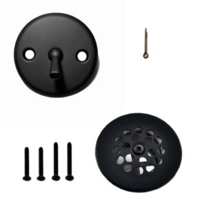 trip lever trim kit for bathtub drain stopper with bath tub overflow cover two hole faceplate replacement strainer and screw matte black
