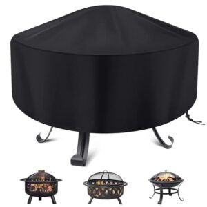 FEIERYA Fire Pit Cover Round for Fire Pit 22- 36 Inch, Waterproof Outdoor Fire Pit Cover, Full Coverage Patio Round Firepit Cover - Dustproof Anti UV and Tear Resistant