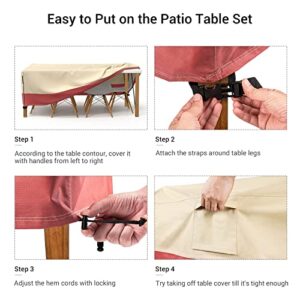 Patio Furniture Set Cover Waterproof, 600D Heavy Duty Lawn Patio Furniture Covers, U-COMSO Outdoor Sectional Sofa Cover Patio Table Chair Set Cover, 90 ''W x 62'' D x 28'' H, Beige & Orange (U-CM)