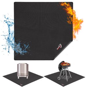 docsafe 40" square fire pit mat under grill mat,fireproof mat 4 layers fire pit pad protect for deck patio grass outdoor wood burning fire pit and bbq smoker,portable reusable and waterproof,black
