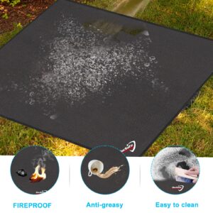 DocSafe 40" Square Fire Pit Mat Under Grill Mat,Fireproof Mat 4 Layers Fire Pit Pad Protect for Deck Patio Grass Outdoor Wood Burning Fire Pit and BBQ Smoker,Portable Reusable and Waterproof,Black