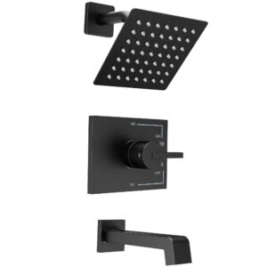 sooohot shower fixtures, black shower faucet set with 6 inch matte black shower head and tub spout, black shower head and handle set (valve included)
