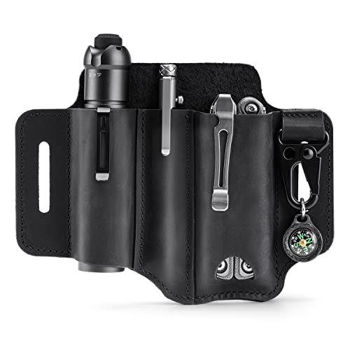 VIPERADE PJ29 Multitool Sheath for Belt, Leather EDC Pocket Organizer for Men, EDC Leather Sheath, Flashlight and Multitool Sheath, EDC Belt Organizer