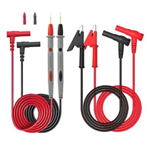 archer life hall test leads for multimeter,3.3ft test lead with alligator clips and gold plated test probe, multimeter leads kit, suitable for most of digital multimeter