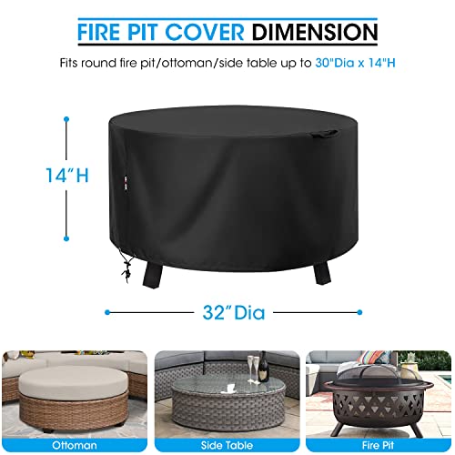 Unicook 60 Inch Grey Grill Cover and 32 Inch Round Fire Pit Cover Bundle