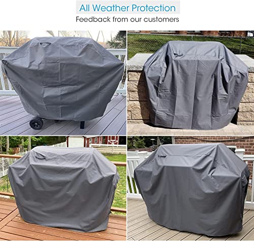 Unicook 60 Inch Grey Grill Cover and 32 Inch Round Fire Pit Cover Bundle