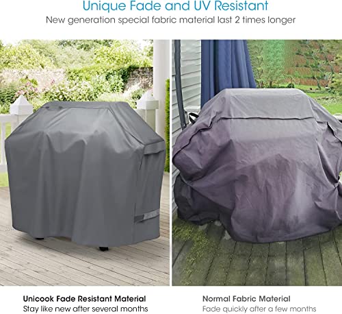 Unicook 60 Inch Grey Grill Cover and 32 Inch Round Fire Pit Cover Bundle