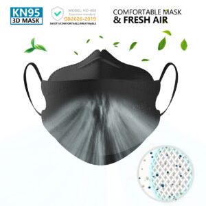 KIMARS KN95 Face Masks 100 Pack, Breathable Comfortable and Disposable KN95 Mask, Black