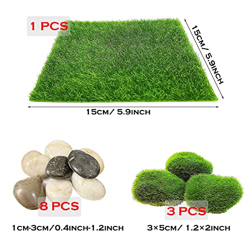 Cayway 26 PCS Outdoor Fairy Garden Miniatures Mini Zen Garden Accessories, Artificial Garden Grass, Model Trees, Terrarium Ornaments, Dollhouse Supplies, Bonsai Decorative Craft Tools Kit