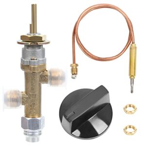 atkke low pressure lpg propane gas fireplace fire pit flame failure safety control valve kit, low pressure propane valve replacement part with thermocouple knob, 3/8’’ flare inlet&outlet