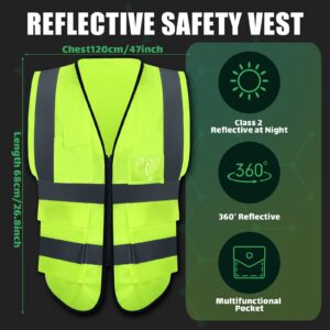 10 Pack Safety Vest with Pockets and Zipper High Visibility Reflective Safety Vest for Women Men Work, Construction, Cycling, Running