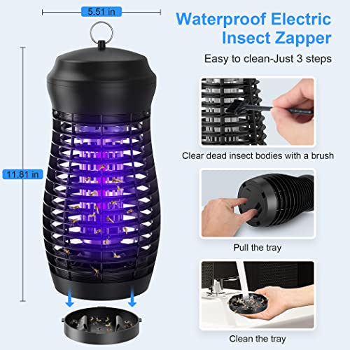 Kaocomo Bug Zapper for Outdoor - 15W High Powered Waterproof Electric Mosquitoes Zapper Killer, Insect & Fly Trap, Light Bulb Lamp