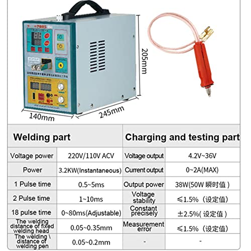 RCBDBSM 3.2KW Battery Spot Welder, Pulse Welding Machine for 4 Rows of 18650 14500 Lithium Batteries Battery Pack Work, with Cooling System and Charging Testing Function