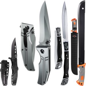 bundle of 4 items - pocket folding knife - military style - folding knife - tactical knife - edc fold knives - sharp blade knifes - best pocket knife for urban work hobby unboxing - 18,5 machete