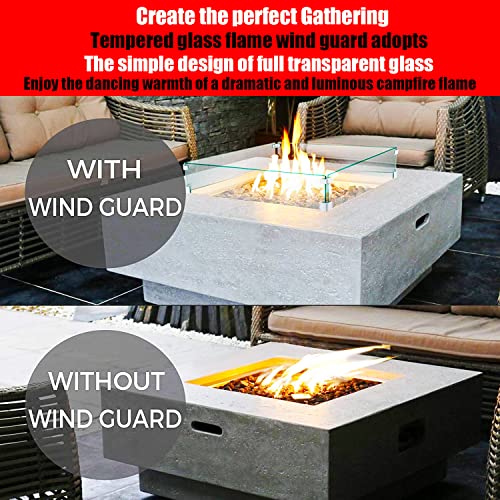 DONSIQIZZ 17.5 18 Inch Square Fire Pit Glass Wind Guard 18"x 18"x 6" Flame/Wind Guard for Fire Pit Burner Pans Outdoor Clear Tempered Glass Flame Shield for 28in & 32in Square Fire Table