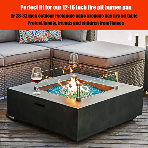 DONSIQIZZ 17.5 18 Inch Square Fire Pit Glass Wind Guard 18"x 18"x 6" Flame/Wind Guard for Fire Pit Burner Pans Outdoor Clear Tempered Glass Flame Shield for 28in & 32in Square Fire Table