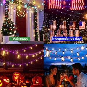 Flacchi 50Ft RGBw Smart String Lights Outdoor with Rope Fairy, Bluetooth APP & Remote Control, Color Changing Dimmable G40 Patio Lights for Balcony, Backyard, Party, Bistro, Holidays