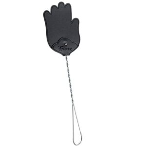 trieez 17.5" sturdy leather fly swatter - heavy duty flyswatter with durable metal handle, funny hand shaped