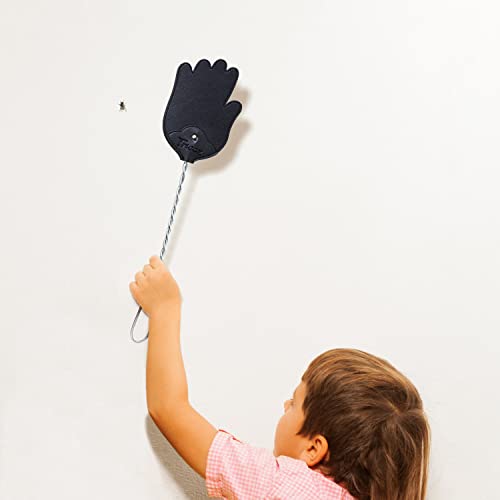 Trieez 17.5" Sturdy Leather Fly Swatter - Heavy Duty Flyswatter with Durable Metal Handle, Funny Hand Shaped