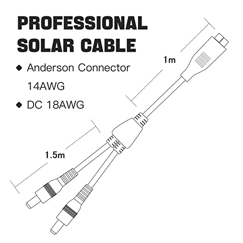 enernova Solar Connectors Y Branch Parallel Adapter Cable Wire, 18AWG Solar Extension Cable with DC 5.5x2.1mm Male Connector, for Solar Panel, Black