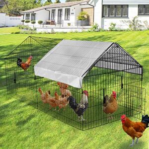 PawGiant Chicken Coop Chicken Run Pen for Yard with Cover 86"×40"×39" Outdoor Metal Portable Chicken Tractor Cage Enclosure Crate Outside for Small Animals Duck Rabbit Hen