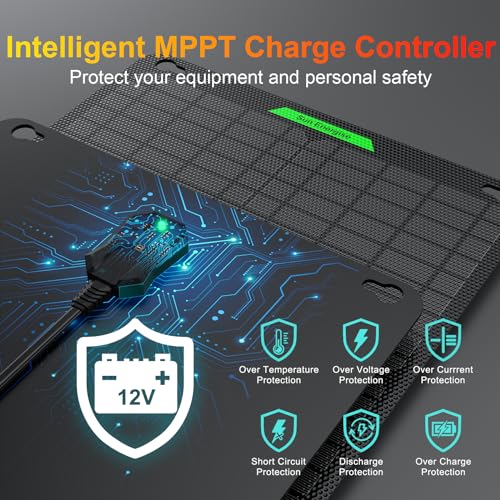 Sun Energise 10W 12V Solar Car Battery Charger, Waterproof 10 Watt 12 Volt Solar Trickle Charger & Maintainer Built-in MPPT Charge Controller for Car Boat Trailer Marine RV Motorcycle