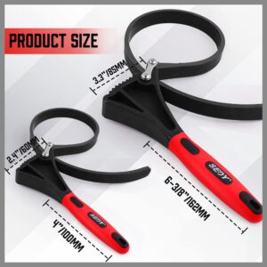 Rubber Strap Adjustable Wrench Set - 2-Piece Oil Filter Pipe Jar Opener 4"-6-3/8" Strong Grip Plumbers Universal Spanner Drain Sewer Cap Sink Pliers Nut Shower Head Valve Removal