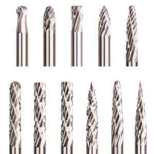 22 PCS Carbide Burr Set, AFUNTA 1/8" 1/4" Double Cut Tungsten Steel Carbide Rotary Burr Set Shank Rotary Grinder Burr Bits for Engraving, Wood Working, Polishing, Drilling