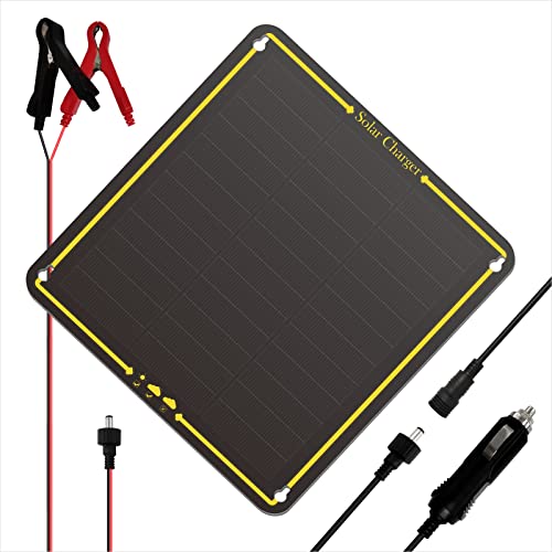 12V 20W Solar Battery Charger, Solar Trickle Charger for Car Battery, Solar Car Battery Maintainer with Built-in MPPT Charge Controller for Car, Boat, Camper, Alligator Clip, Cigarette Lighter Plug