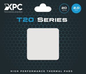 xpc high performance 20w/mk thermal pad t20 series, 100 x 100mm, white, 0.5mm to 3.5mm thickness, non-conductive for gpu, electronics, computer parts (2.00mm)