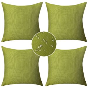 demetex spring outdoor pillows 18x18 set of 4 green waterproof throw pillow covers square pillow case decorative throw pillows for patio furniture couch, 18 x 18 inch, grass green