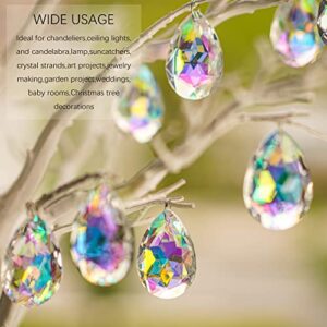 12 Pieces 50mm Crystal Prisms Chandelier Colorful Bauhinia Ornament Pendants Rainbow Maker Hanging Prisms for Wedding Party Tree Garlands Decoration DIY Jewelry