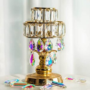 12 Pieces 50mm Crystal Prisms Chandelier Colorful Bauhinia Ornament Pendants Rainbow Maker Hanging Prisms for Wedding Party Tree Garlands Decoration DIY Jewelry