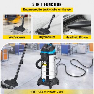 VEVOR Extractor Collector, 11 Gallon Capacity, HEPA Filtration System Automatic Dust Shaking, 1200W Powerful Motor Wet & Dry Vacuum Cleaner, 11 GAL, Silver