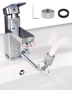 hibbent faucet extender, 1080° rotating faucet aerator, swivel large angle robotic arm universal splash filter faucet aerator, dual function kitchen bathroom sink sprayer attachment for gargle eyewash