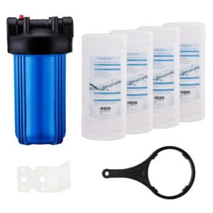 geekpure 10-inch whole house water filter system with 4 string wound pp filters-4.5"x10"-1-inch port