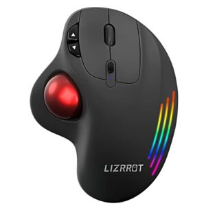 wireless trackball mouse, computer ergonomic mouse, rechargeable bluetooth mouse, easy thumb control,precise and smooth tracking, 3 device connection(bt3.0/5.0 or usb) for pc, laptop,ipad, mac,windows