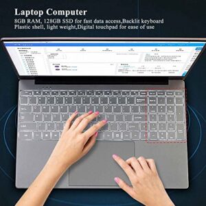 Gaeirt 15.6in Laptop, IPS HD Screen 128GB SSD Digital Touchpad Quad Core High Speed IPS Laptop for School(#1)