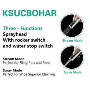 KSUCBOHAR Kitchen Faucets with Pull Down Sprayer，Single Handle High Arc Kitchen Sink Pull Out Faucet with Deck Plate，Commercial Modern Stainless Steel rv Kitchen Faucet，Glossy