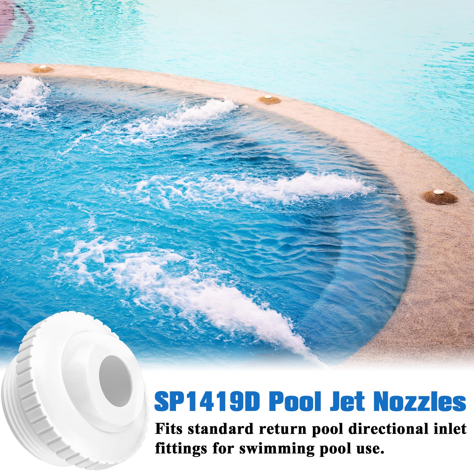 Funmit Pool Jet Nozzles 3/4" SP1419D Flow Inlet Fitting Opening Water Directional Pool Return Fittings, 6 Pack