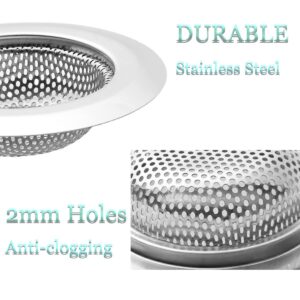 Kitchen Sink Strainer for Kitchen Sinks with 2pcs Kitchen Sink Strainer Trash Bag,Homty Sink Drain Strainer Stainless Steel 2 Pack for Kitchen Sink Drain Sink Stopper Drain Stopper, 4.5" Diameter