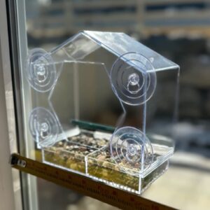 Transparent Window Bird Feeder with Strong Suction Cups for Wild Birds with Hexagonal Watching Window for Taking Pictures Viewing Birds Indoors.