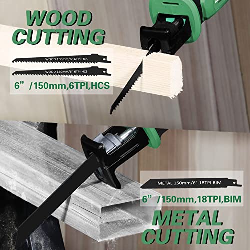 ALTOCRAFT 12V Cordless Reciprocating Saw with 2 Batteries,Portable Small Power Cutter w/Clamping Jaw,Variable Speed,Tool-Free Blade Change,3 Saw Blades for Wood/Metal/PVC Cutting