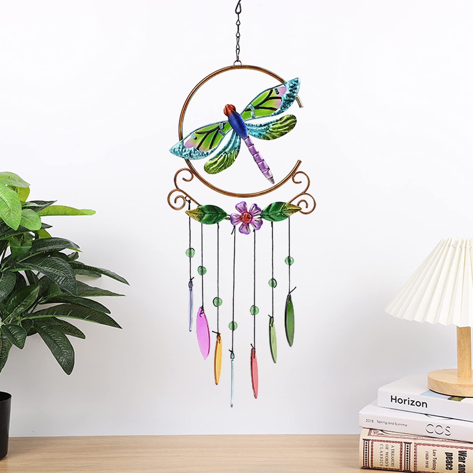 Wind Chimes for Outdoor Garden Patio Decor, Birthday Memorial Gifts for Women Mom Grandma Wife Daughter, 22" Metal Dragonfly Windchimes Hanging Outside Yard Balcony Porch Backyard